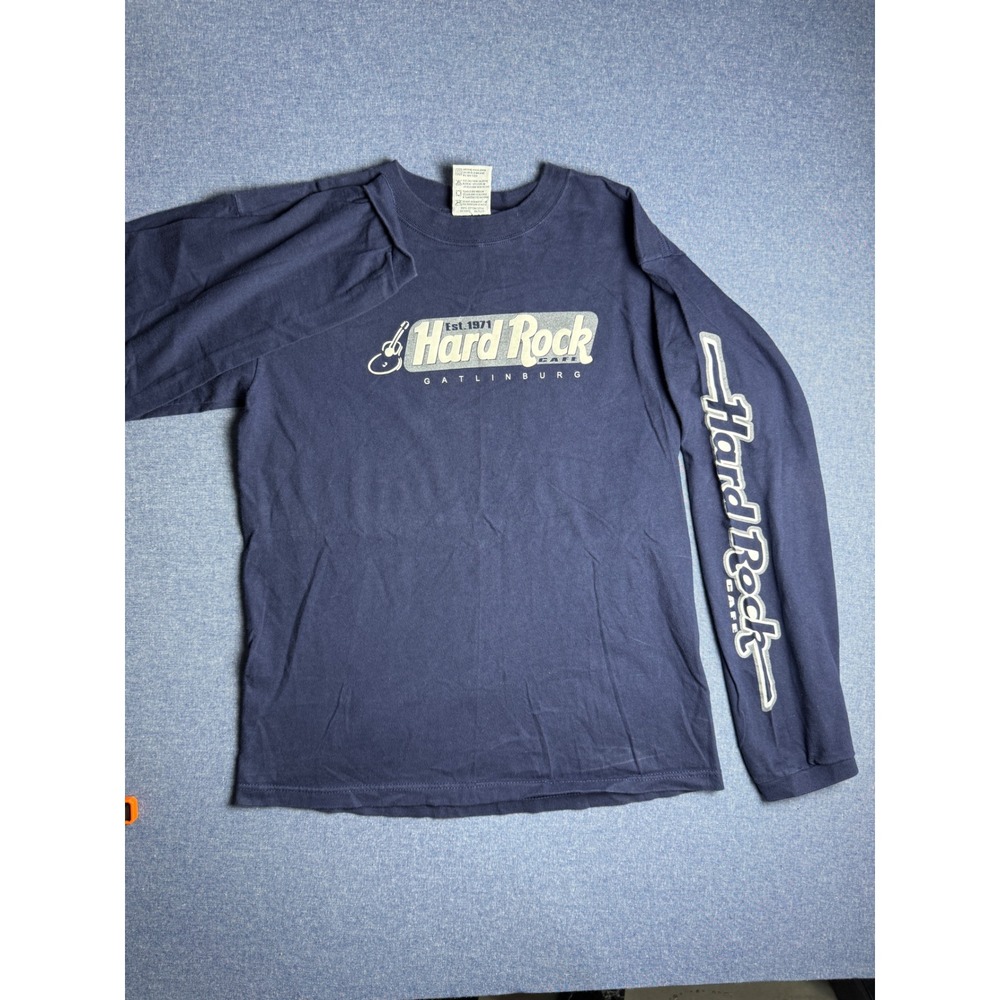 Hard Rock Cafe Gatlinburg Long Sleeve T-Shirt Navy Blue Vintage USA Made Medium